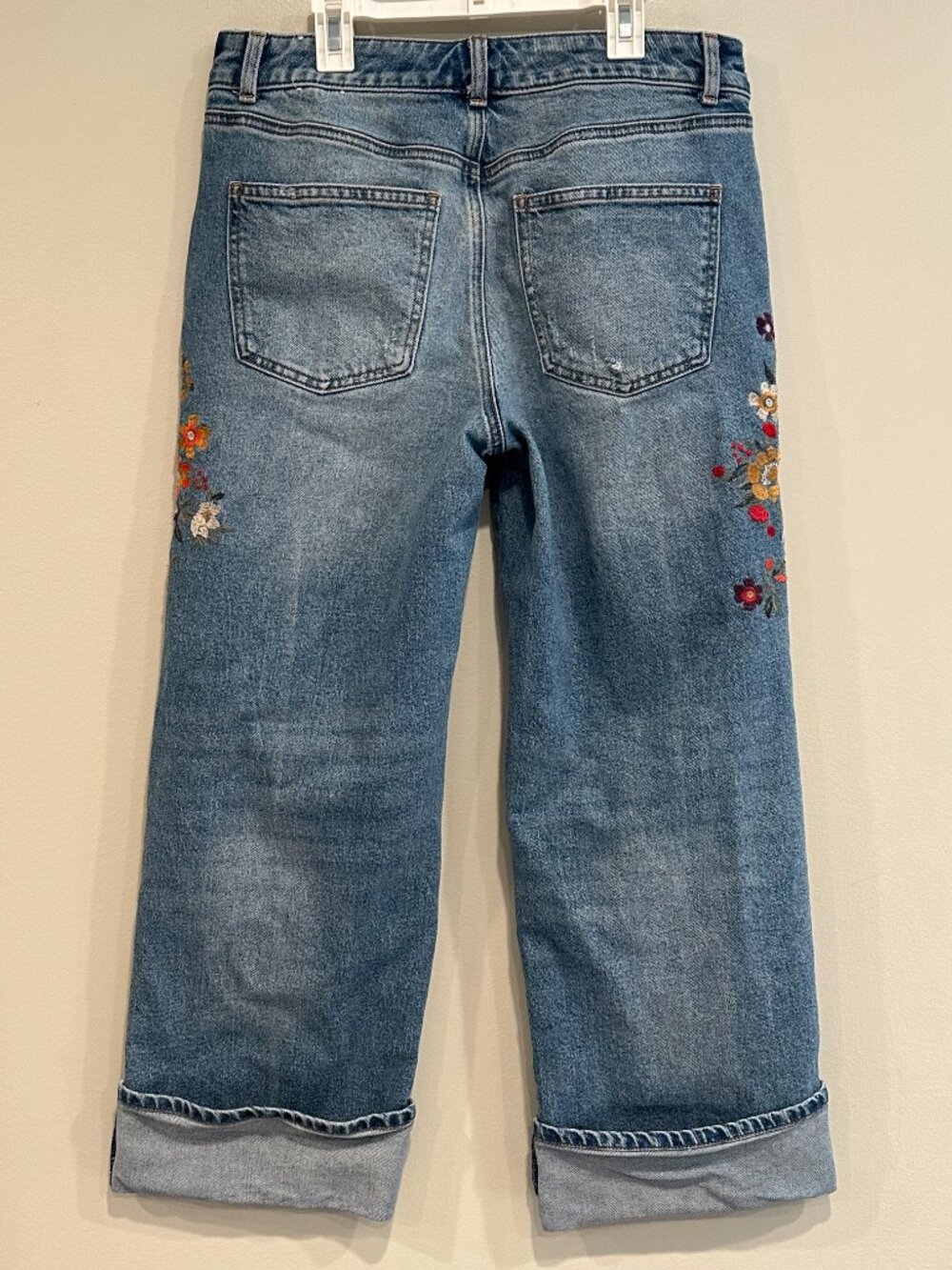 TALBOTS Straight Ankle Cuffed‎ Jeans Sz 6 Embroidered Applique Stretch - Picture 4 of 9